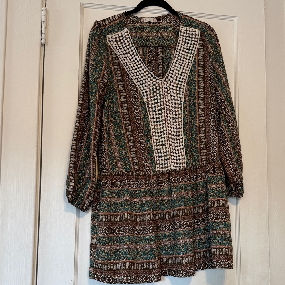 Altar'd State Green and Brown Long Sleeve Dress